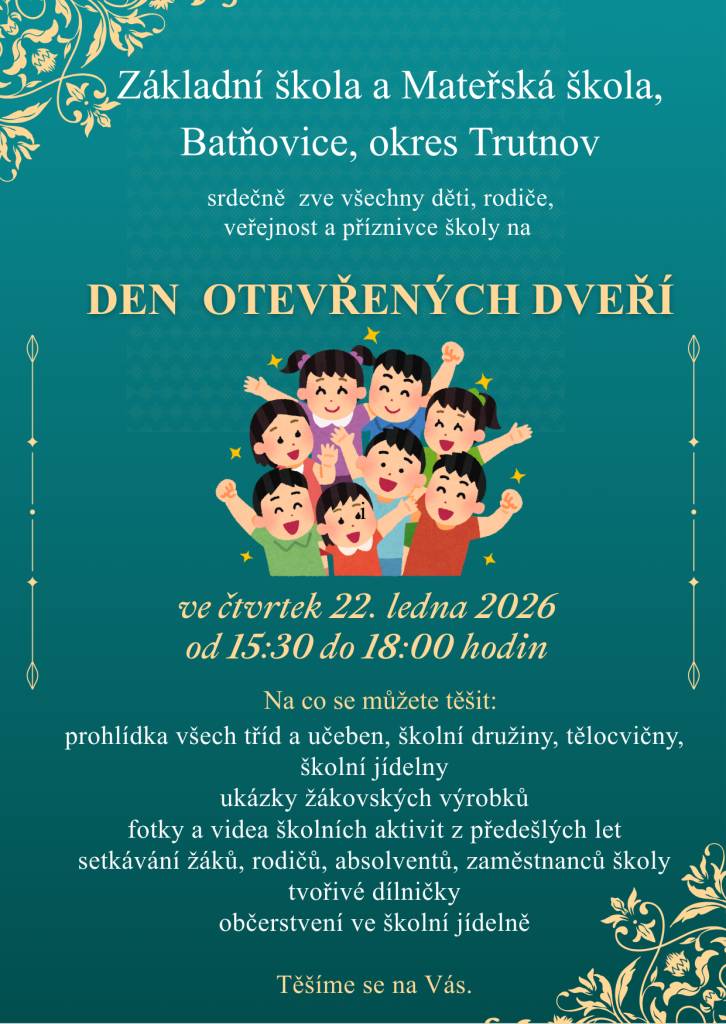 Prohlídka všech prostor, ukázky žákovských výrobků, fotky, videa a další. Pozvánka přiložena.