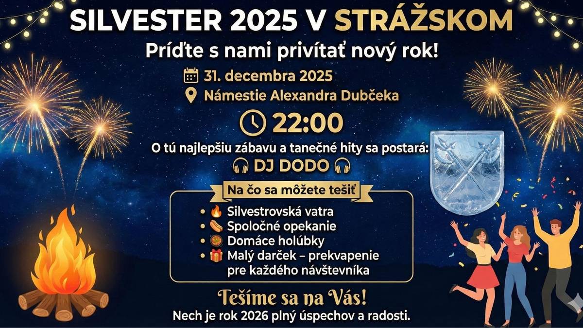 Tešíme sa na Vás na stražčanskom námestí dnes od 22:00 hod. Rozlúčime sa so starým rokom a privítame spolu ten nový!