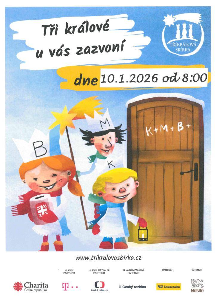 V sobotu 10.1.2026 bude probíhat tříkrálová sbírka. Koledníci budou procházet Osek, Malou Turnou a Petrovicemi. Sbírka je organizována Charitou Česká republika.