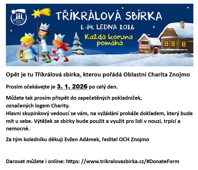 Tříkrálová sbírka 2026