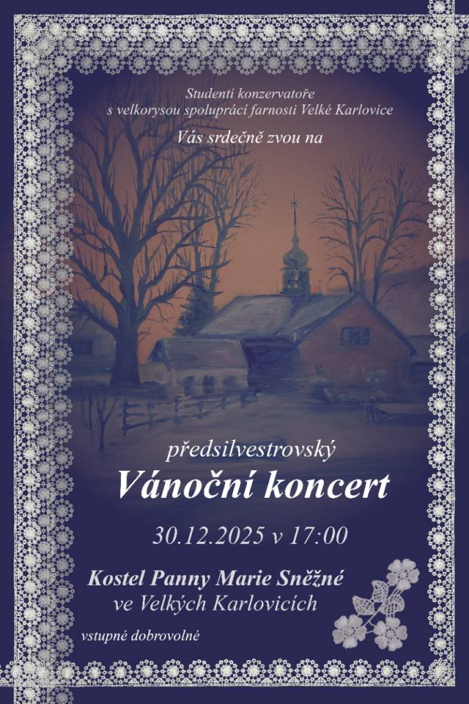 - Vánoční koncert studentů konzervatoře v kostele  - Provozní doba pošty na Silvestra