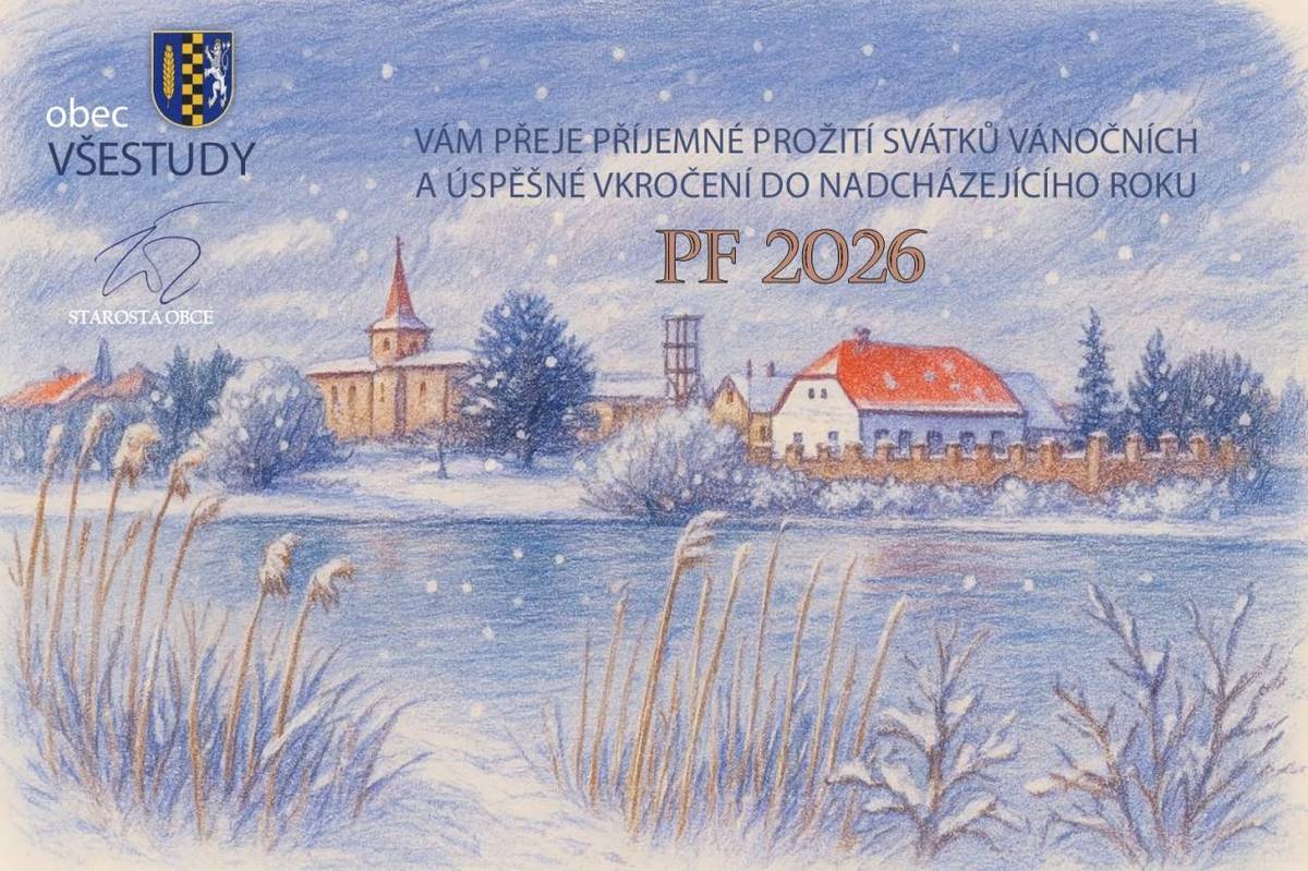 Obec Všestudy přeje šťastný a úspěšný rok 2026.