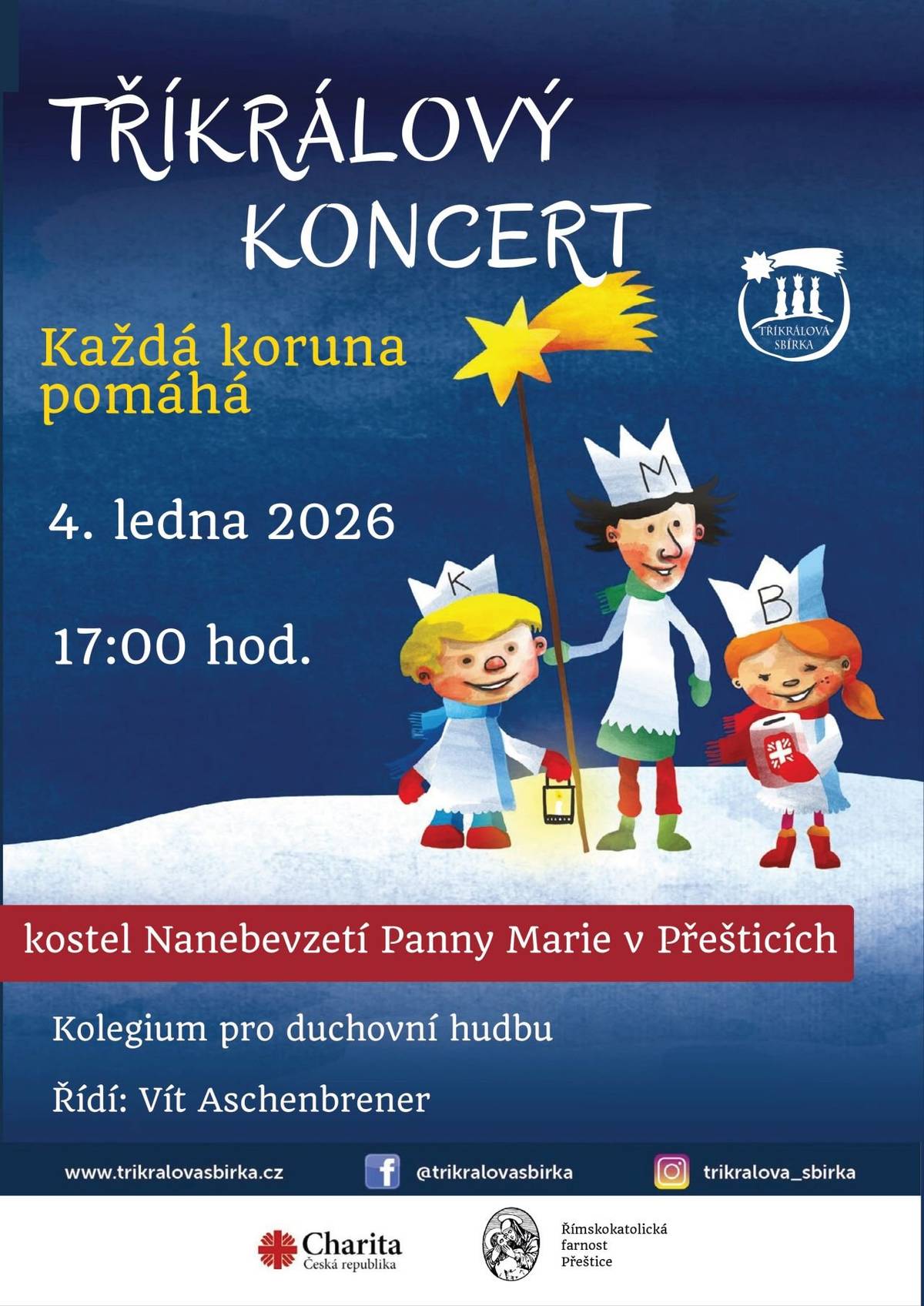 Tříkrálový koncert proběhne 4. 1 2026 v 17 hodin v kostele Nanebevzetí Panny Marie v Přešticích.