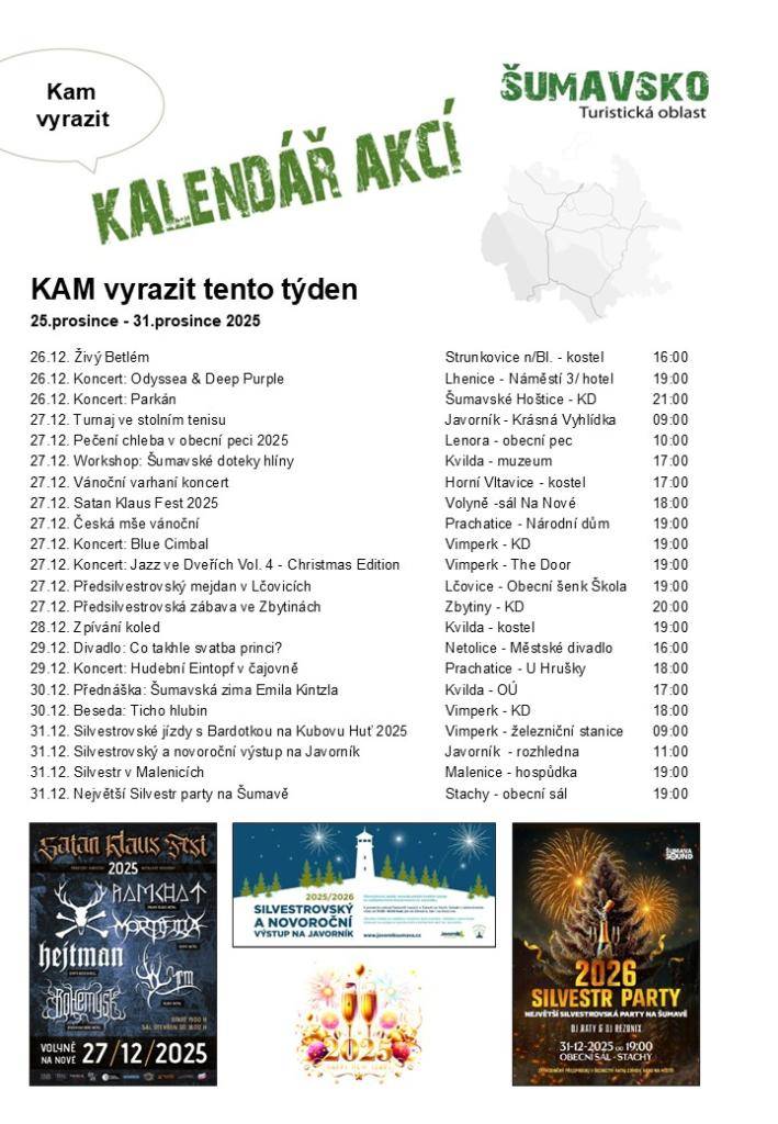 Kalendář akcí pro 52 týden 2025