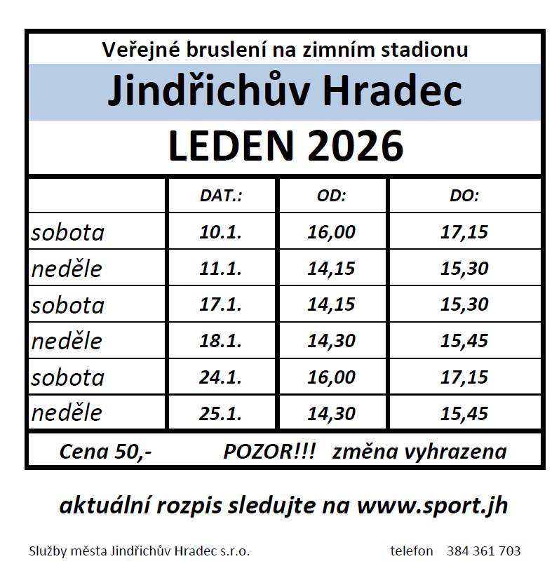 I v lednu si můžete přijít zabruslit.