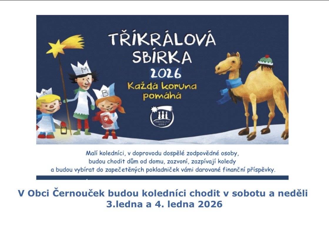 Tříkrálová sbírka 2026 v obci Černouček