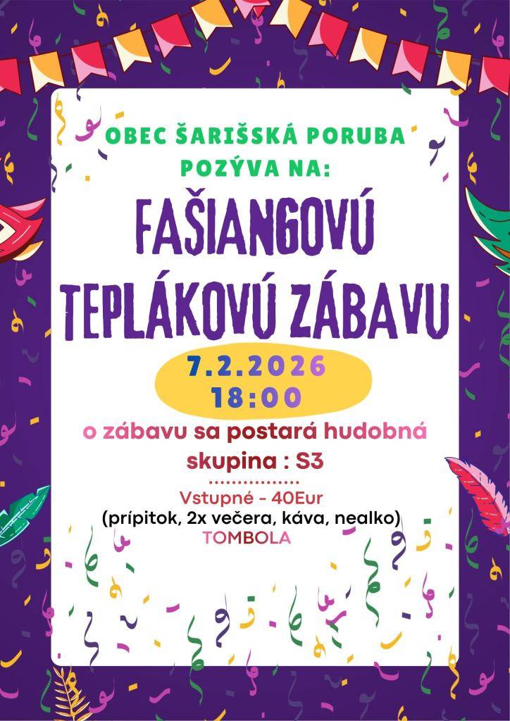 Fašiangová tepláková zábava 2026