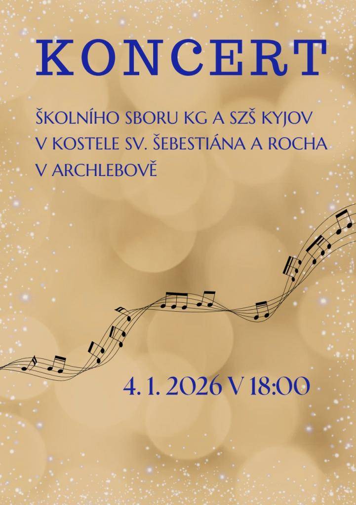 V neděli 4. ledna v 18:00 hod. proběhne koncert školního sboru Klvaňova gymnázia a střední zdravotnické školy Kyjov v kostele sv. Šebestiána a Rocha v Archlebově.   Srdečně Vás zvou účinkující.