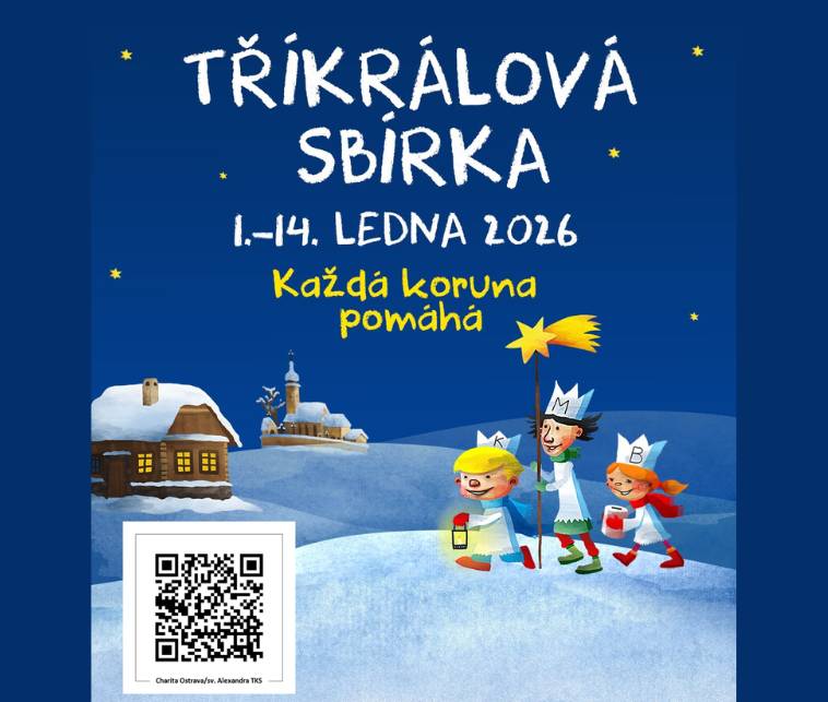 Tříkrálová sbírka se koná v naší obci v sobotu 3. ledna 2026 odpoledne. Děkujeme všem, kteří se rozhodnou přispět.