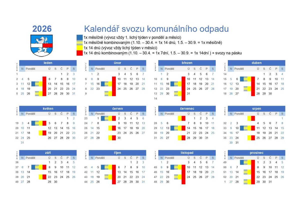 Kalendář svozu.