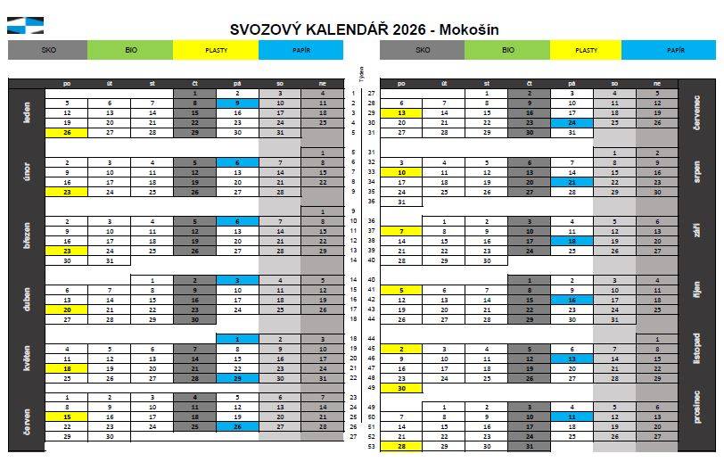Svozový kalendář 2026