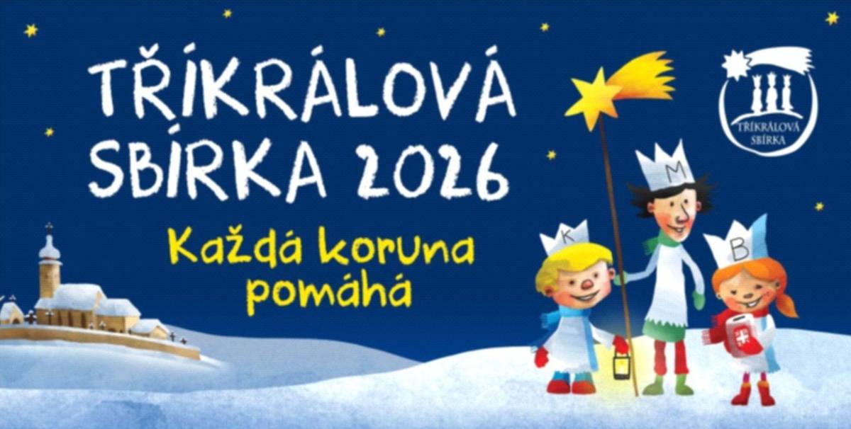 Tříkrálová sbírka proběhne v Mladkově v sobotu 3.1.2026 od 9:30 hodin dům od domu. Ve Vlčkovicích družinka chodit nebude, ale je možné přispět do kasičky v truhlárně u Z. Severýna 5.1. - 9.1.2026 vždy dopoledne.