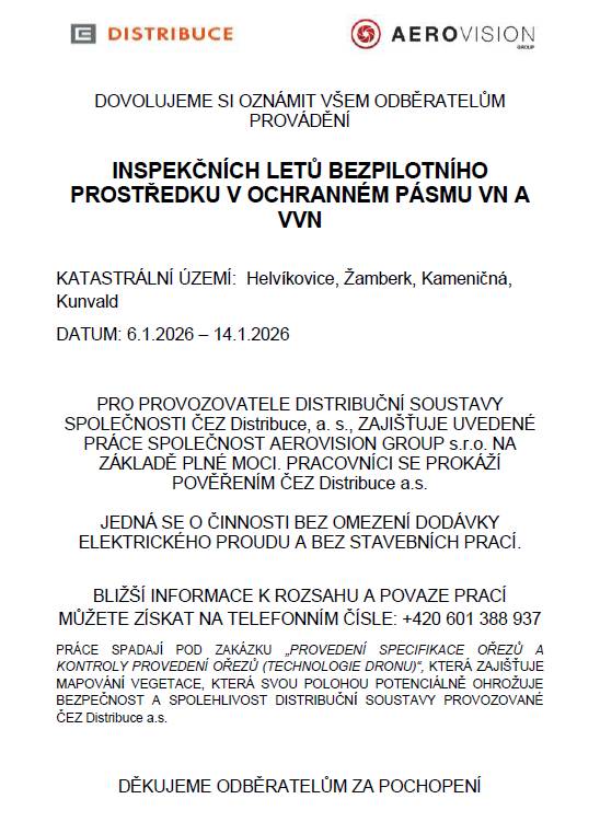 bezpilotního prostředku (dron) v ochranném pásmu VN a VVN 6.1.-14.1.2026