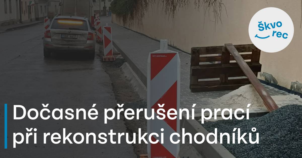 Jak jsme vás již informovali, po dobu vánočních svátků byla přerušena rekonstrukce chodníků v Tyršově ulici. Původně avizovaný termín zahájení prací (5. ledna 2026) se z důvodu počasí posouvá na pondělí 12. ledna.