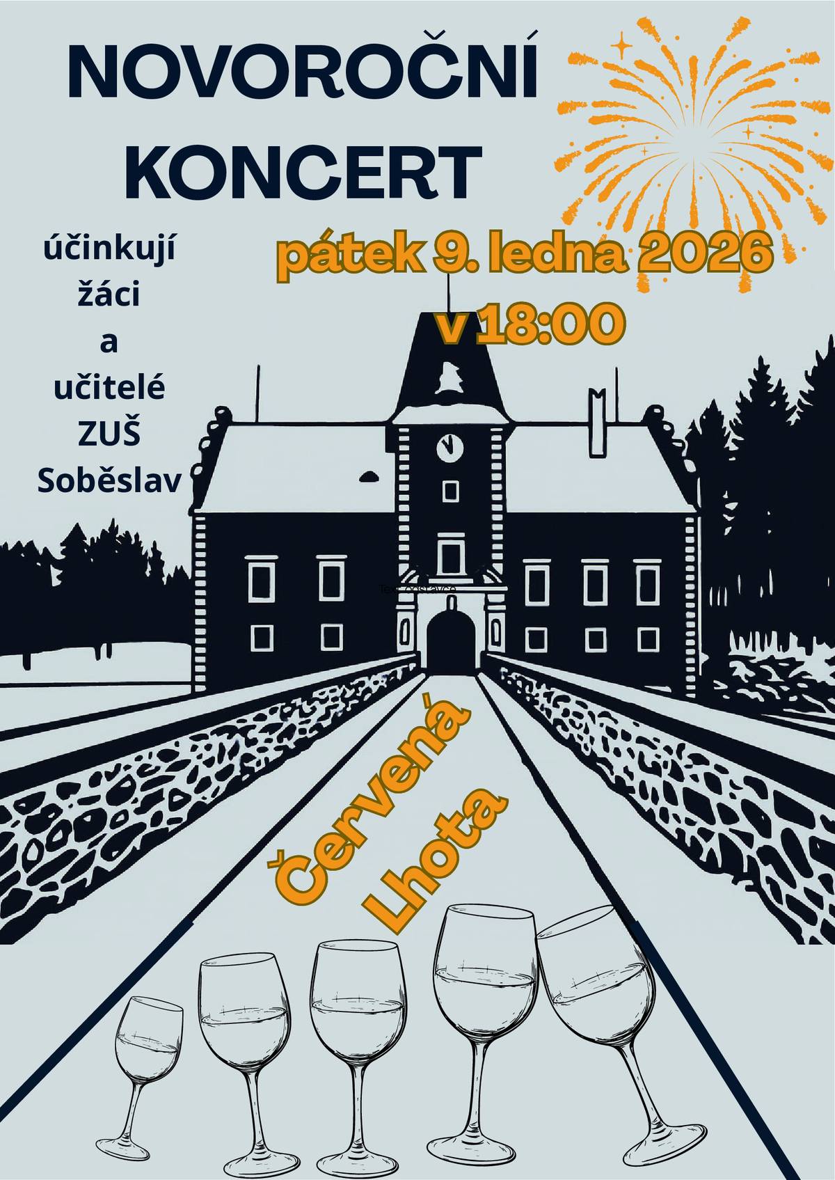 Zastavte, odpočiňte a nechte se unášet příjemnou hudbou v krásných prostorách malebného zámku Červená Lhota.