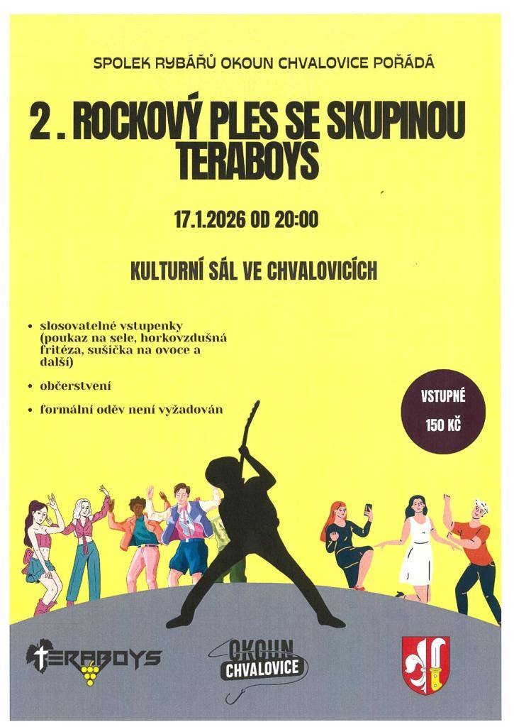 17.1.2026 od 20.00 se koná v KD Chvalovice 2. rockový ples. Více informací naleznete v pozvánce.