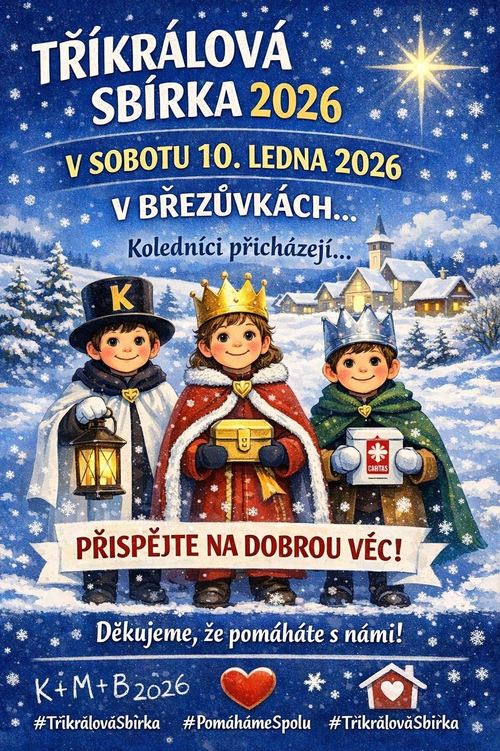 Tříkrálová sbírka se v naší obci bude konat v sobotu 10.1.2026.