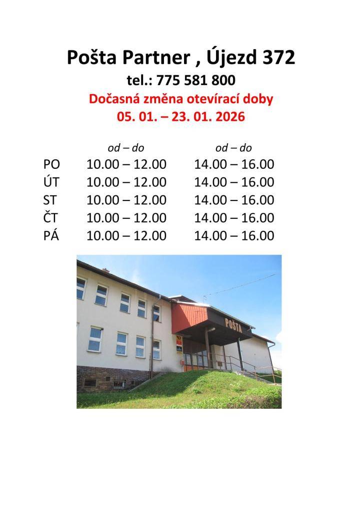 Změna platí od 05. 01. do 23. 01. 2026.