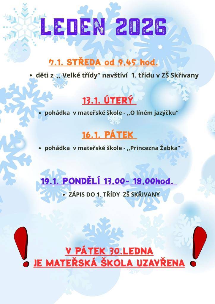 Co nás čeká v měsíci LEDEN