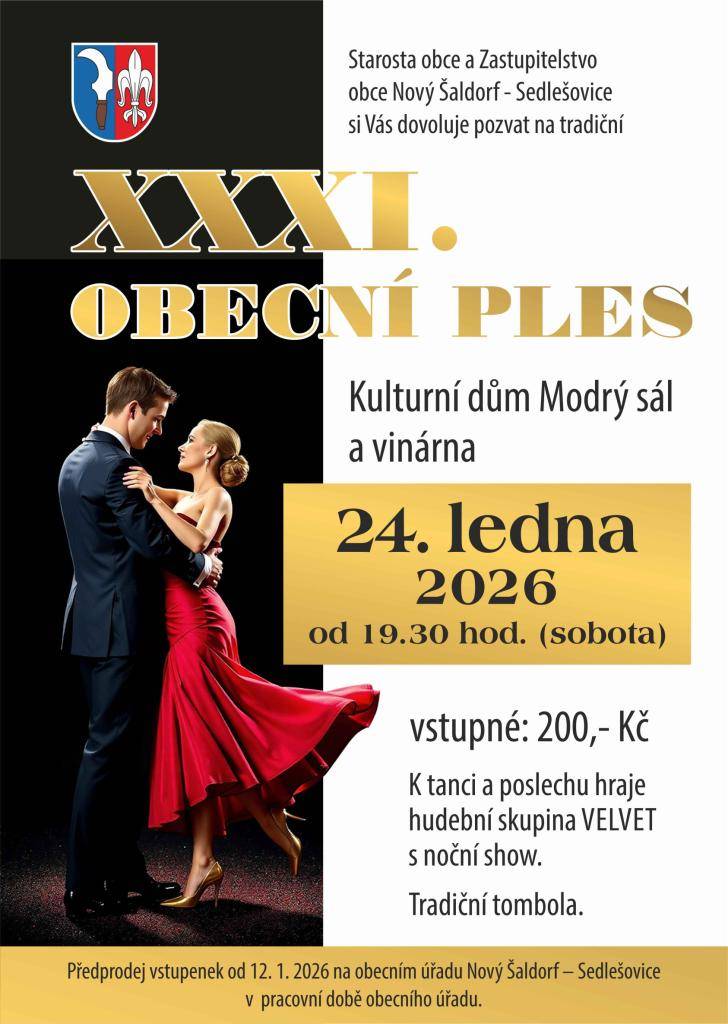 Kdy: Dne 24. ledna 2026 od 19.30 hodin (sobota)   Kde: Kulturní dům Modrý sál a vinárna   Vstupné: 200,00 Kč  K tanci a poslechu hraje skupina VELVET a noční show.