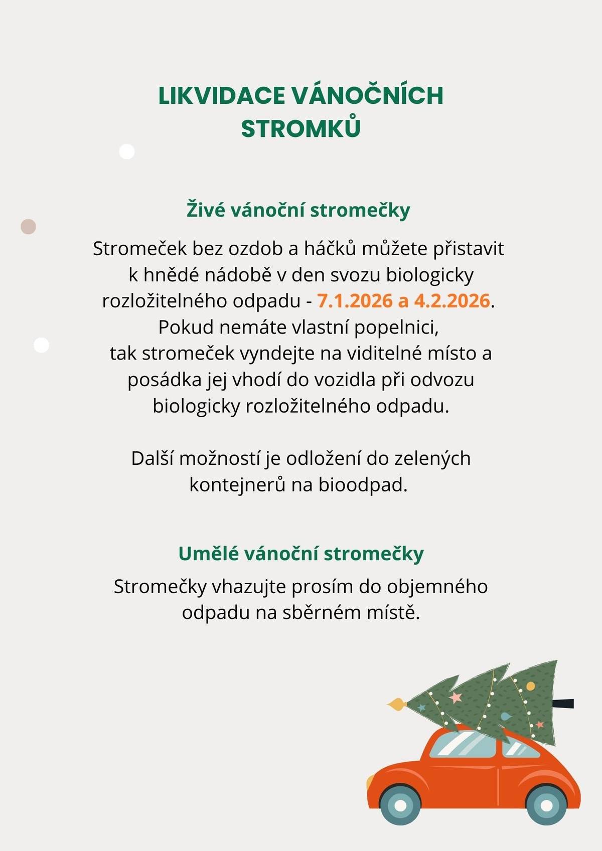 Likvidace vánočních stromků.