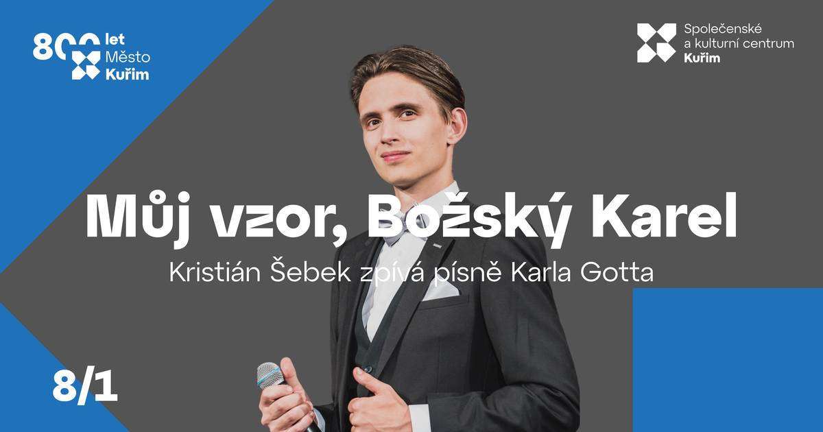 Kristián Šebek se svým živým orchestrem přiveze do Kuřimi koncertní program „Můj vzor, Božský Karel“ – poctu nezapomenutelným písním Karla Gotta. 📍 Kulturní dům Kuřim 📆 8. ledna 2026 | 19:00 Čeká vás večer plný známých melodií, emocí a krásné hudby. 👉 Vstupenky: www.kulturakurim.cz/akce-muj-vzor-bozsky-karel-kristian-sebek-zpiva-pisne-karla-gotta