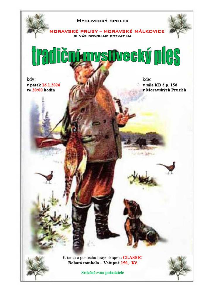 pátek 16.1.2026 od 20:00 hod v KD Moravské Prusy