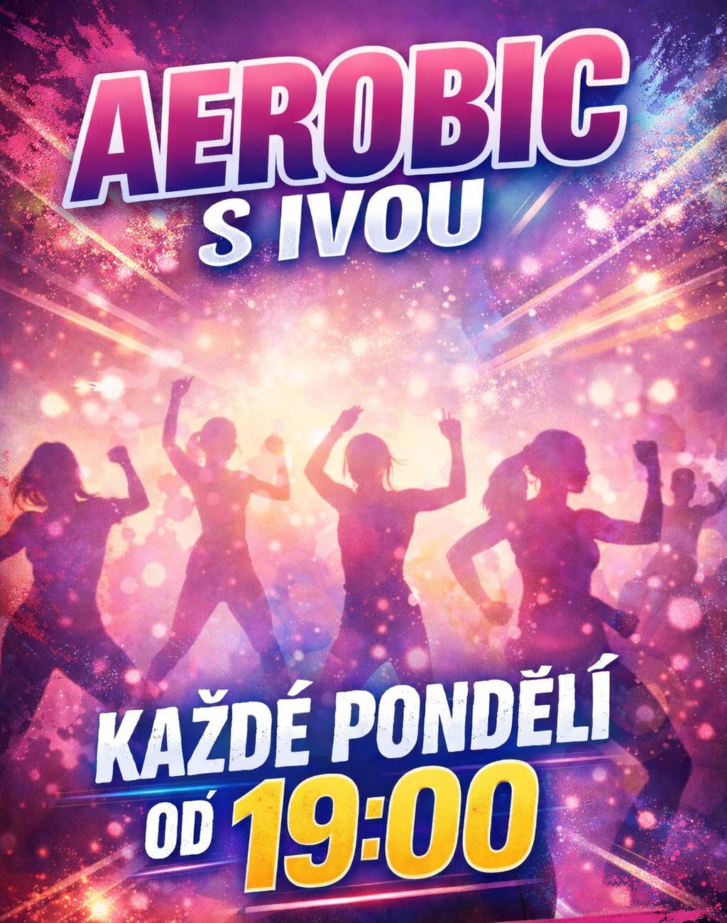 Od 5. ledna 2026 si můžete každé pondělí v 19:00 zacvičit aerobic s Ivou v Obecním sále.