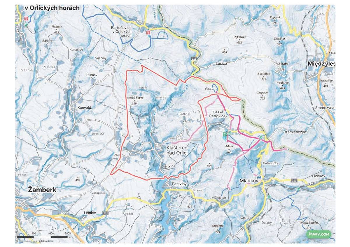 Na webu www.mapy.cz je k dispozici zimní zobrazení mapy, ve kterém jsou přehledně vyznačeny běžkařské trasy a zimní cesty v okolí Klášterce nad Orlicí. Mapy jsou velmi pěkně a srozumitelně zpracované a mohou se hodit při plánování zimních procházek i výjezdů na běžkách. Doporučujeme se před vyražením do terénu podívat na mapu, ať si procházku i běžkování užijete a nic vás nepřekvapí.