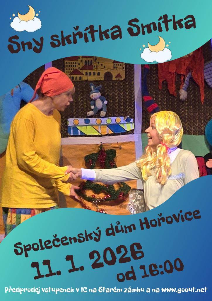 Předprodej vstupenek v IC na Starém zámku a na www.goout.net   Pan Snář každý večer dětem rozdává sny podle toho, jak byly dnes hodné. Jediným pomocníkem jsou mu pohotové Hodiny. Jednoho dne Snáře s Hodinami překvapí malý skřítek Smítko.