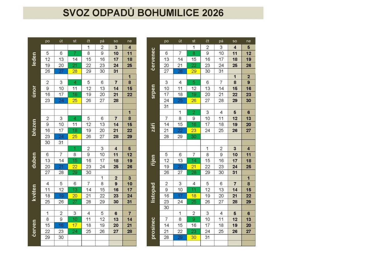 Svozy odpadů 2026