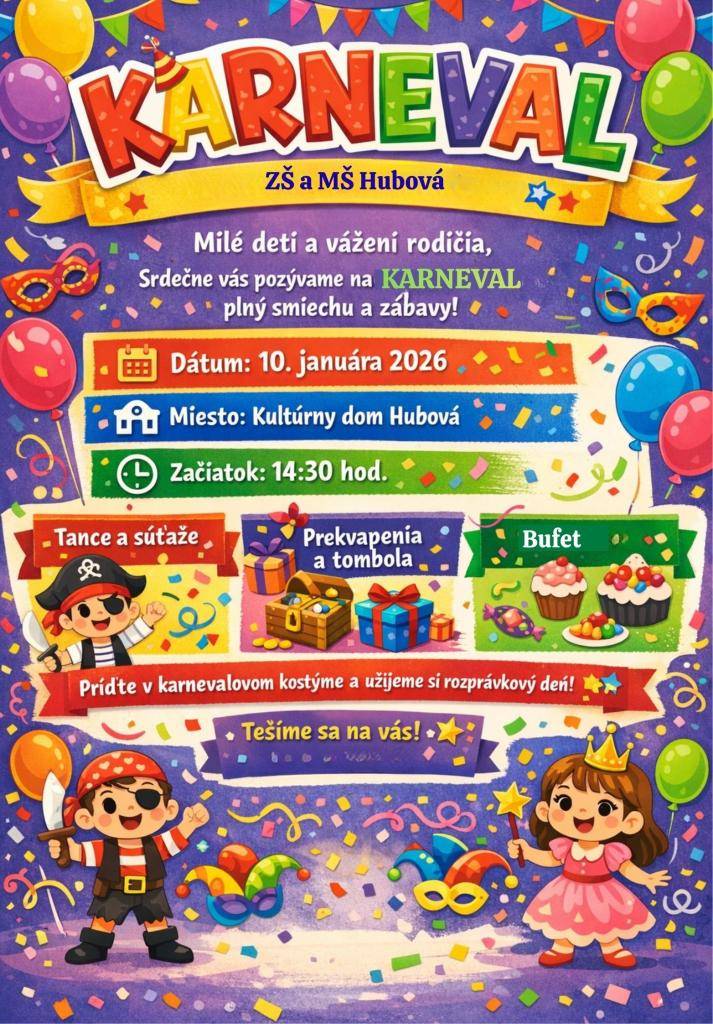 v sobotu 10.01.2026v kultúrnom dome v Hubovej
