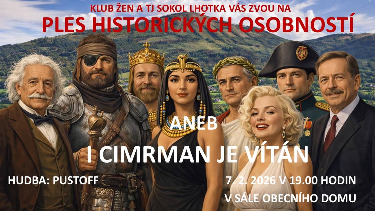 v sobotu 7. 2. 2026 od 19.00 hodin v sále Obecního domu ve Lhotce