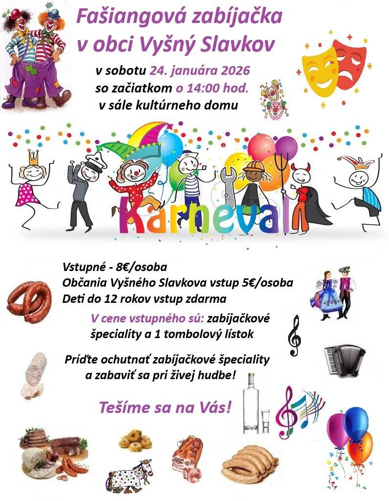 Fašiangová zabíjačka v obci Vyšný Slavkov