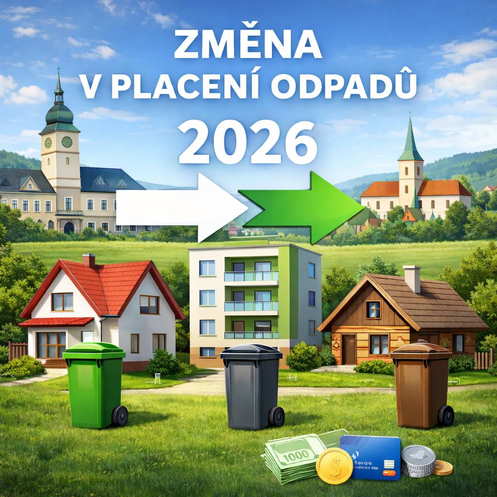 Upozorňujeme občany, že od ledna 2026 nebudou Správa bytového fondu města Vítkova a Rozvoj, stavební bytové družstvo vybírat poplatek za komunální odpad v rámci měsíčního předpisu nájmu. Od ledna 2026 je každý povinen uhradit poplatek za komunální odpad na městském úřadě.  Platbu lze uhradit: 1) v pokladně městského úřadu po nahlášení jména 2) bankovním převodem na účet města 19-1323821/0100. Při platbě převodem je nutné uvést pro identifikaci variabilní symbol, který každému zůstává stejný z předchozího roku nebo Vám bude sdělen telefonicky či e-mailem. Kontaktní osoba: Mgr. Andrea Víchová, tel: 556 312 241, e-mail vichova@vitkov.info Místní poplatek za komunální odpad na rok 2026 činí pro občana, který má trvalé bydliště ve Vítkově a v jeho místních částech, 720 Kč na osobu/rok (děti do 3 let jsou od tohoto poplatku osvobozeny). Místní poplatek za komunální odpad pro majitele rekreační chaty, chalupy a bytu, ve kterých není hlášena k pobytu žádná fyzická osoba, je také 720 Kč za chatu, chalupu, byt/rok. Místní poplatek za psa v rodinném domě je 300 Kč/rok. Poplatek za psa v ostatních objektech (např. byt) je 1 200 Kč/rok. Poplatek pro osoby starší 65 let je ve výši 200 Kč/rok. Za druhého a každého dalšího psa téhož držitele se poplatek zvyšuje o 50% ze stanovené sazby poplatku. Místní poplatek za komunální odpad a psy je splatný k 31. 8. 2026.