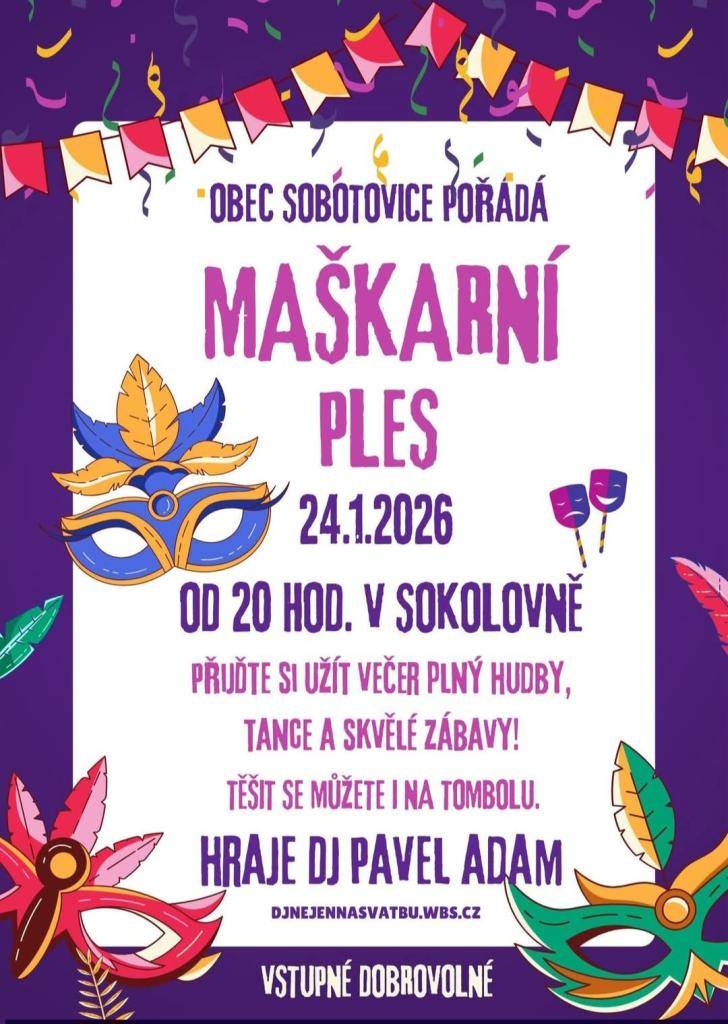 Maškarní ples v Sobotovicích 24. 1. 2026