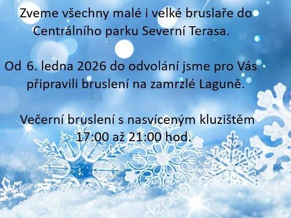 Bruslení v Centrálním parku Severní Terasa na zamrzlé Laguně