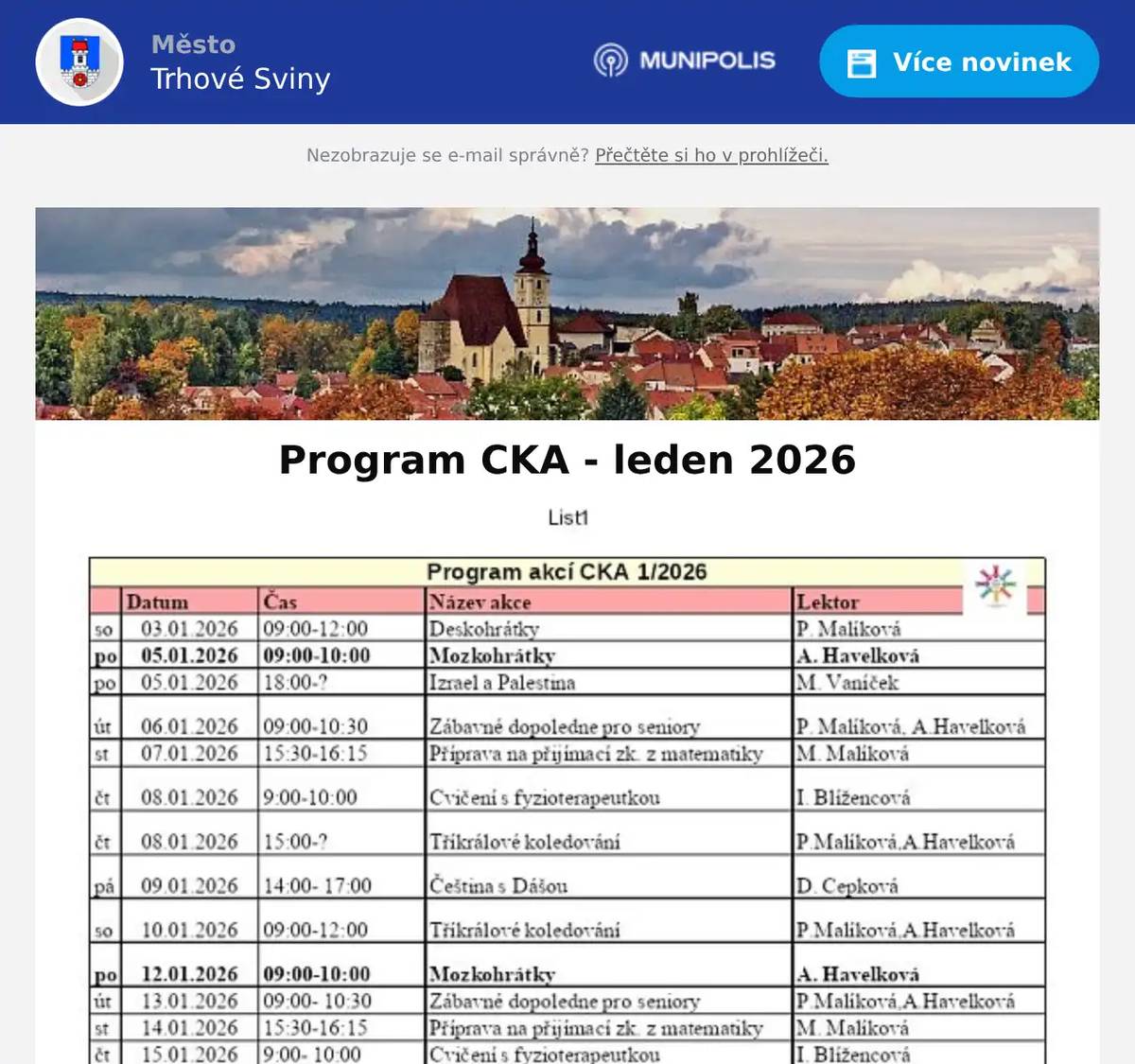 Máme radost, že vás po sváteční pauze můžeme přivítat opět v Centru komunitních aktivit u našich pravidelných i jednorázových aktivit. Těšíme se na vás.