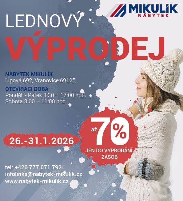 Lednový výprodej nábytku, více na letáku.