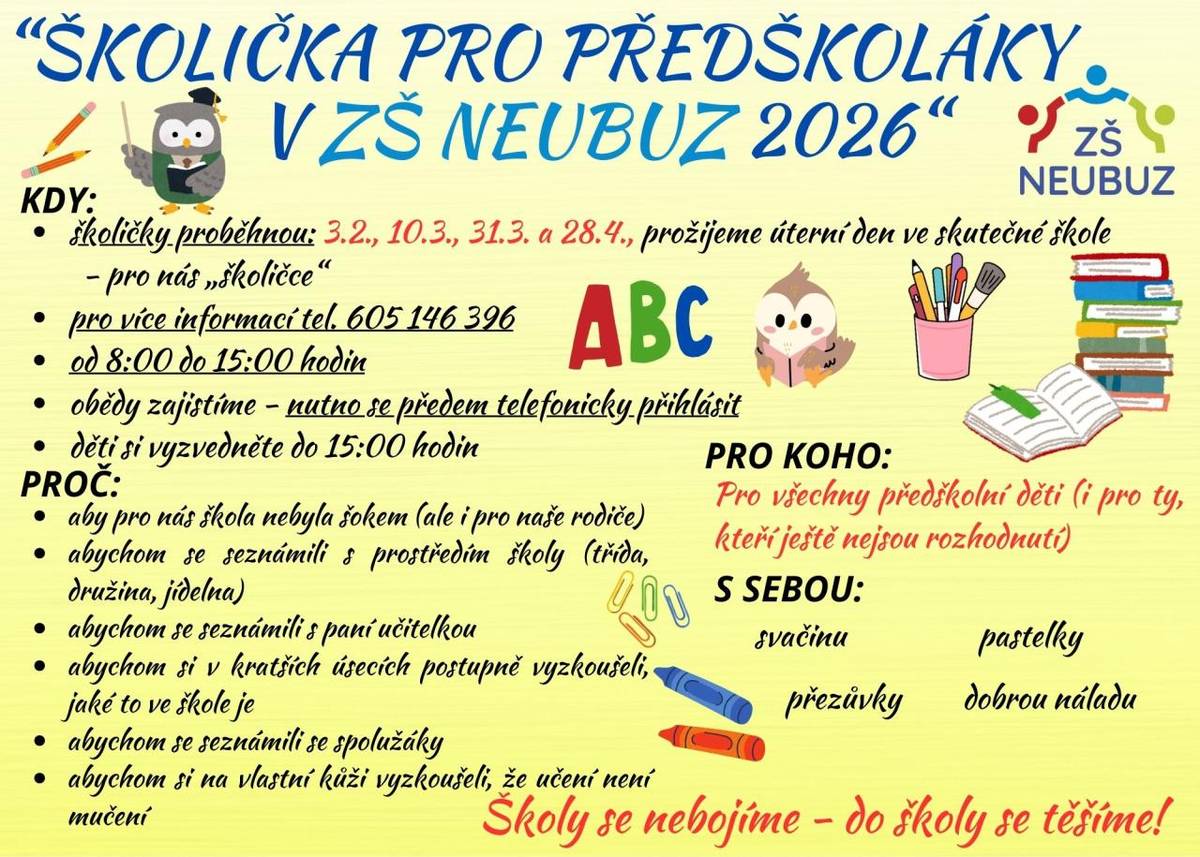 Srdečné pozvání pro všechny budoucí školáky a školačky!  Těšíme se na Vás!