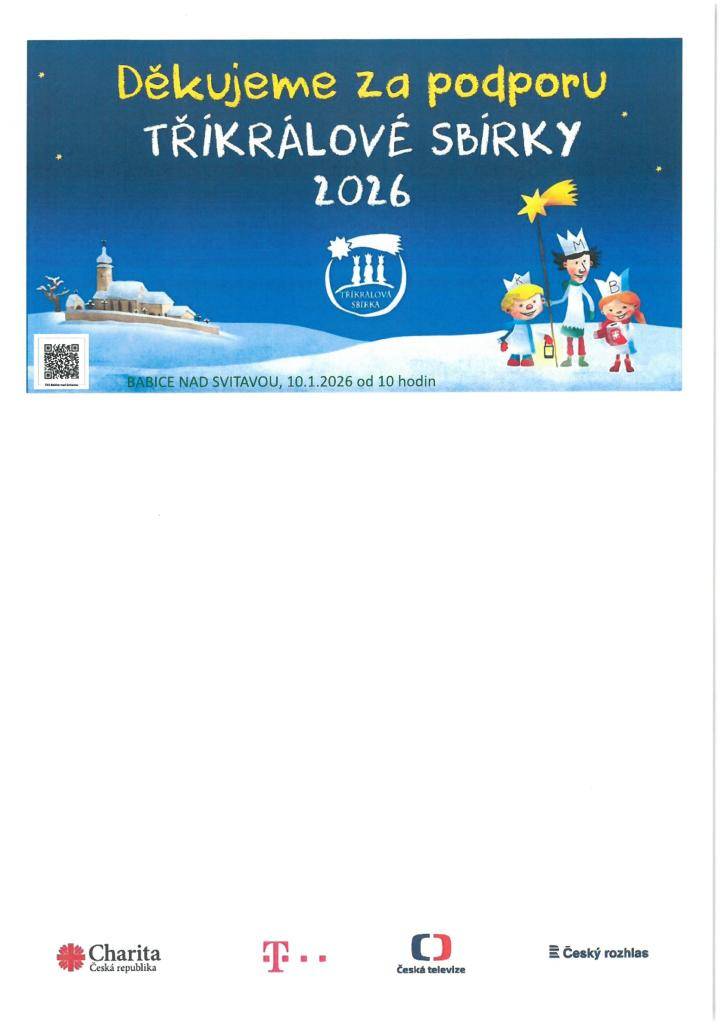 Tříkrálová sbírka sobota 10.01.2026