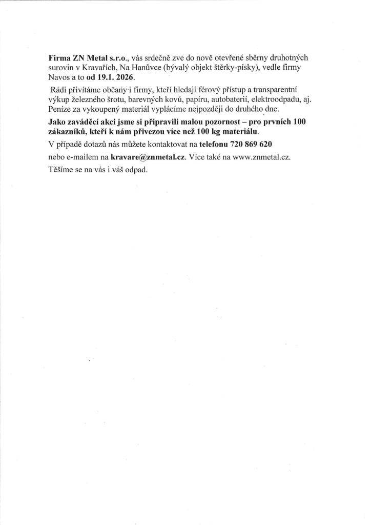 Nově otevřená sběrna druhotných surovi