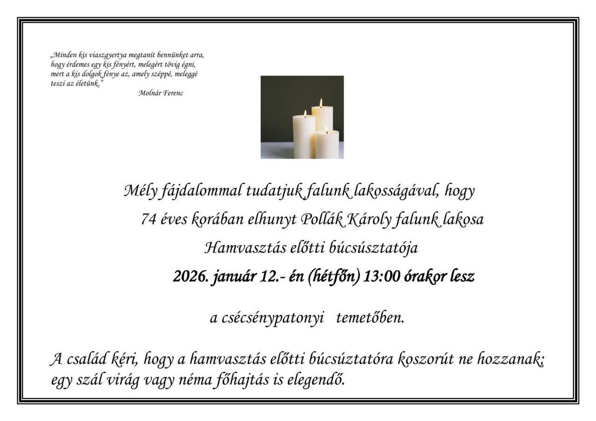 Gyászjelentés - Smútočný oznam