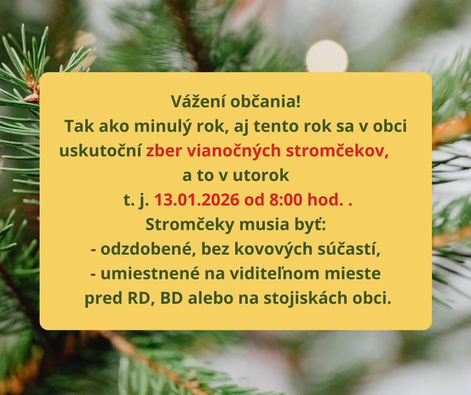 13.01.2026 od 8:00 hod.  Viac informácií v prílohe
