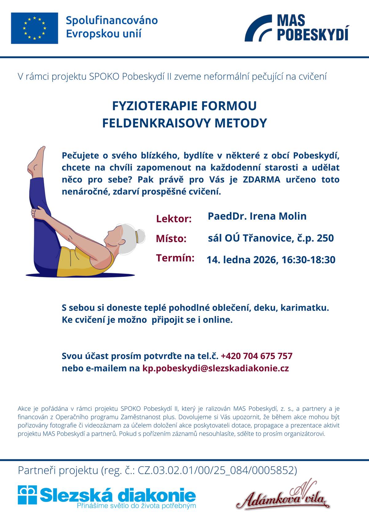 Zveřejňujeme plakát ke cvičení, které je určeno neformálním pečujícím z pobeskydských obcí.