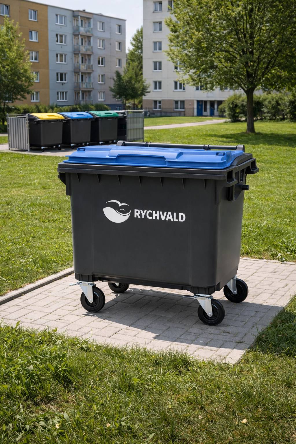 U každého panelového domu na ulicích Mírová a Sokolská a u každého trojbloku na ulici Středová bude zřízeno kontejnerové stání. Toto stání bude vybaveno 1100 litrovými kontejnery na směsný komunální odpad, papír a plast. U každého druhého domu bude navíc umístěn kontejner na sklo. Kapacita kontejnerů na směsný komunální odpad je stanovena shodně jako u rodinných domů, tedy 60 litrů na osobu a měsíc, a vychází z počtu osob přihlášených k trvalému pobytu na jednotlivých adresách. Při vývozu kontejneru na směsný komunální odpad čtyřikrát měsíčně je odvezeno 4 400 litrů odpadu, což odpovídá potřebám přibližně 73 osob. Počet přihlášených osob v jednotlivých panelových domech a trojblocích se pohybuje v rozmezí 39 až 65 osob, kapacita nádob je tedy dostatečná. U všech stanovišť budou kontejnery na jednotlivé druhy odpadu umístěny pohromadě. Žádáme proto obyvatele o důsledné třídění odpadu. Děkujeme, že svým zodpovědným přístupem přispíváte k udržování čistoty ve městě. (Použitý obrázek je ilustrační.)