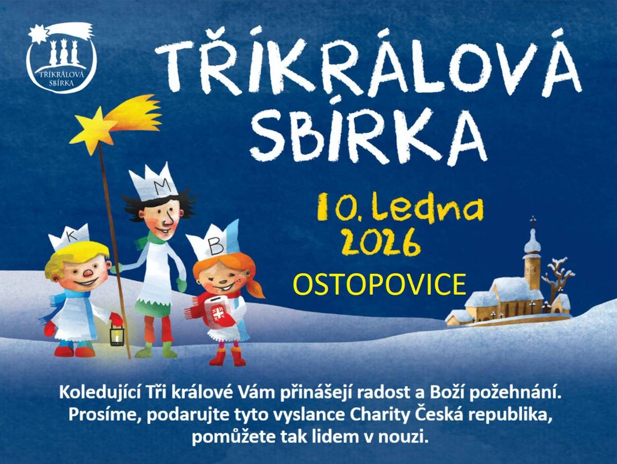 Tříkrálová sbírka proběhne v Ostopovicích už tuto sobotu! V loňském roce se v naší obci vybralo přes 92 tis. Kč. Pokoříme už letos magickou hranici 100 tis. Kč?