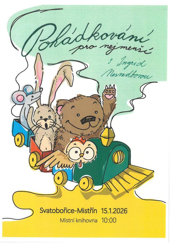 Zveme rodiče, prarodiče a jejich nejmenší děti na pohádkové setkání plné příběhů, fantazie a radosti z knížek.  Herečka Ingrid Nesvadbová provede děti světem pohádek prostřednictvím laskavého vyprávění, říkanek a hravé interakce, která je přizpůsobena dětem v raném věku.