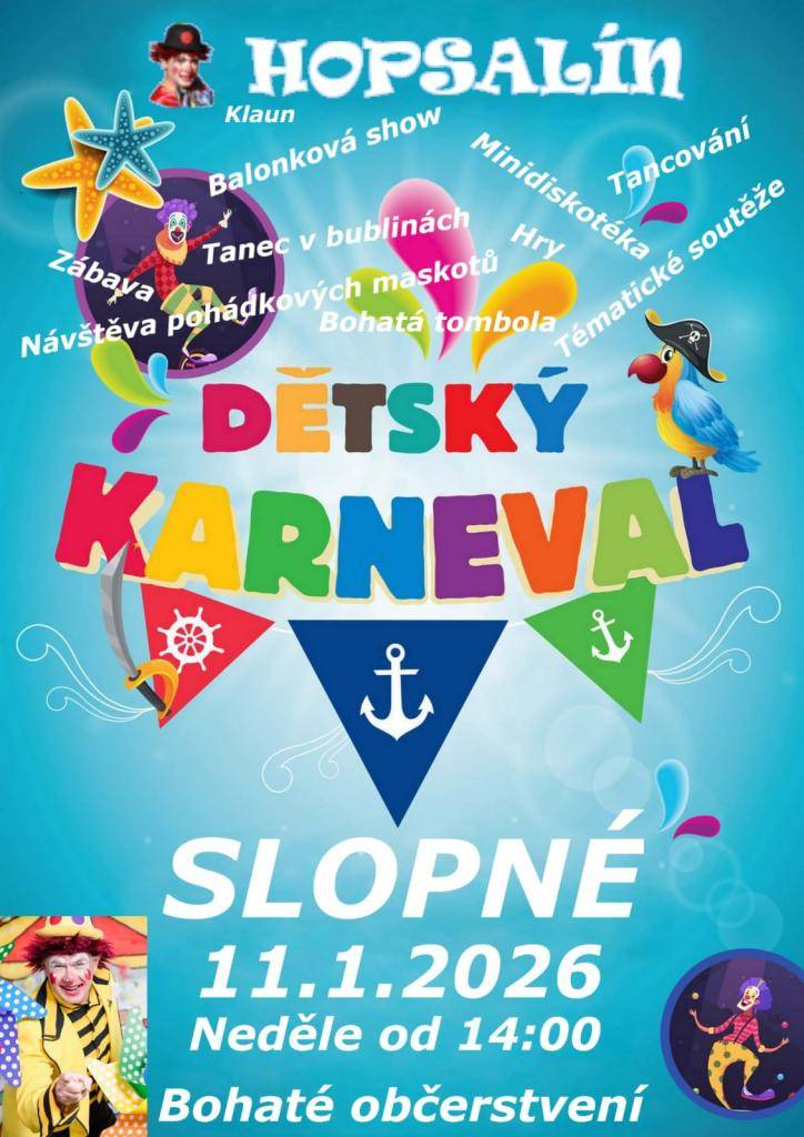 Srdečně zveme všechny děti na karneval, který se koná v sobotu 1. Čekají na vás soutěže, zábavné aktivity a vystoupení. Přijďte se podívat, jak se rozjasní naše obec díky maskám a dobrou náladou.