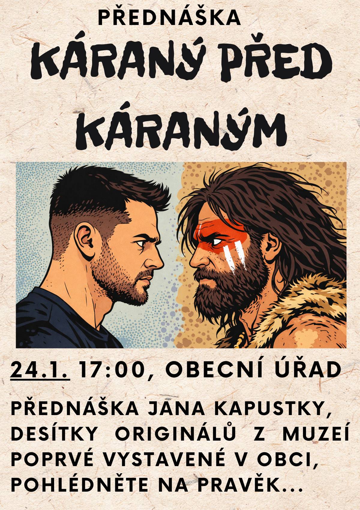 PŘEDNÁŠKA JANA KAPUSTKY o historii Káraného 24.1.2026 od 17:00 v tělocvičně na úřadě v Káraném